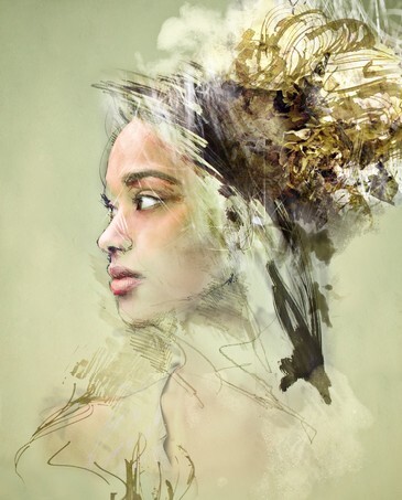 Portrait painting of beautiful african woman